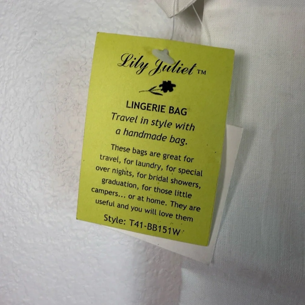 NWT Lily Juliet Lingerie Travel Bag White Cotton Floral Embroidered Coquette